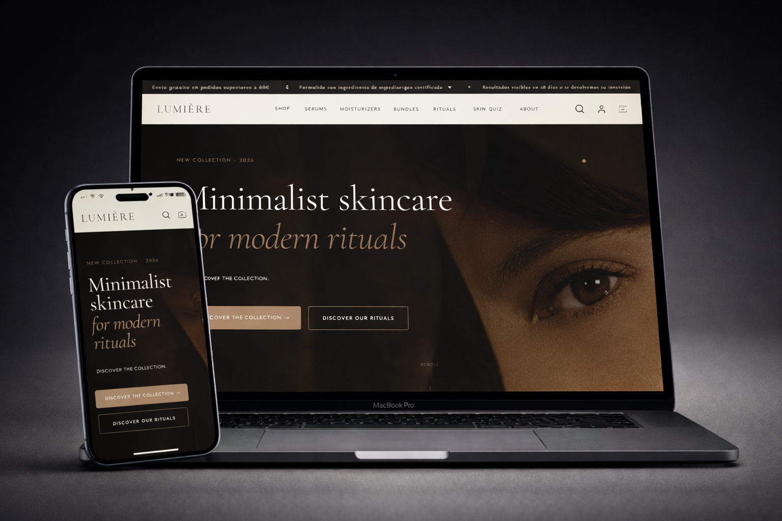 Demo tienda LUMIÈRE Skincare en Shopify